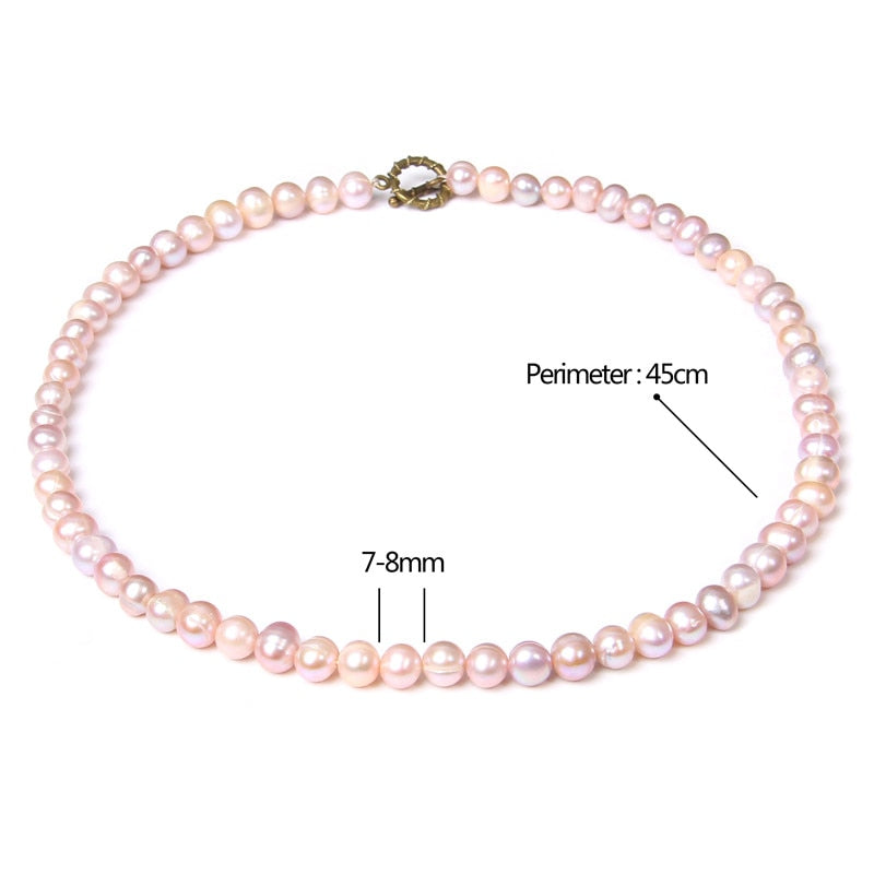 Classic Natural Pearls Necklace Simple Chain