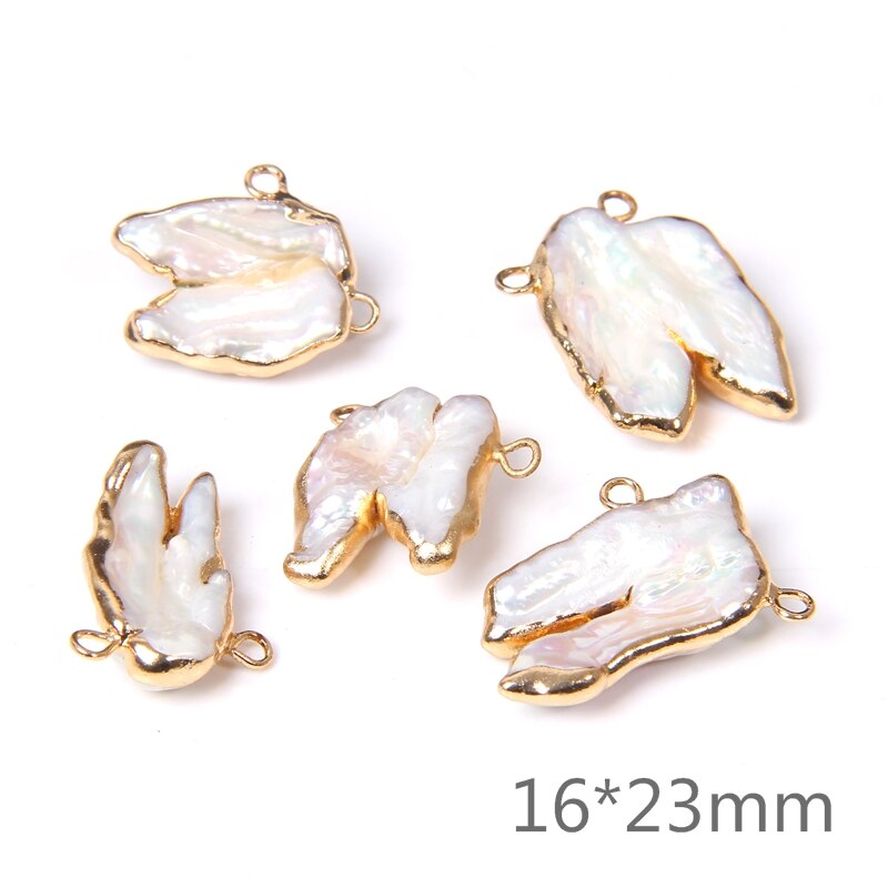Natural Coin Flat Pearl Charms Connectors (3PCS)