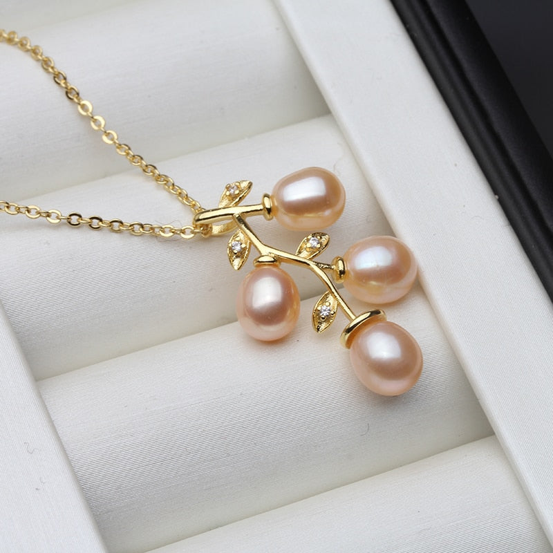 Wedding Gold Plated Peaerl Pendants Fine Jewelry For Women Natural Freshwater Pearl Necklaces White Purple