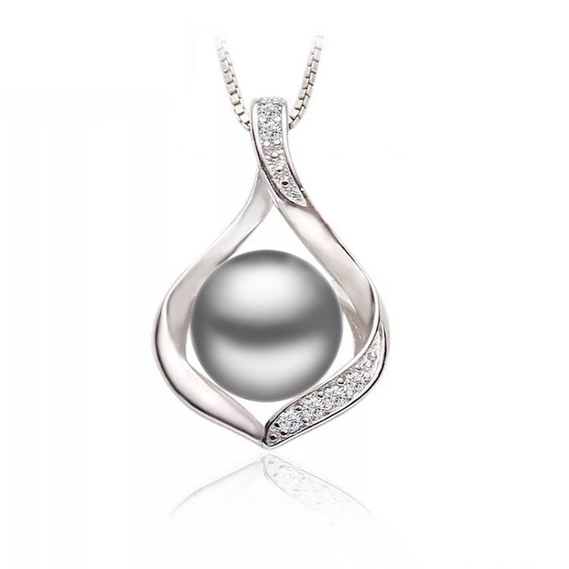 Real Black Natural Freshwater Pearl Pendant Necklace Women,Cute 925 Silver Necklace Girl Birthday Gift