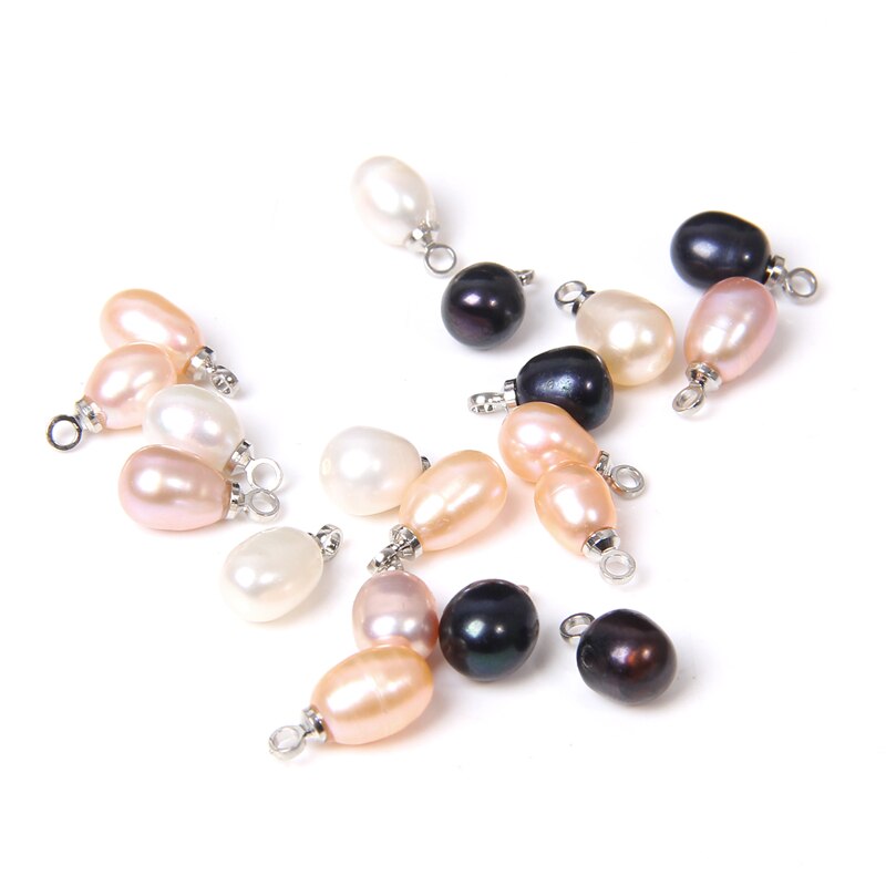 Natural Water Drop White Pearl Pendant Charms (6*7mm 10PCS)