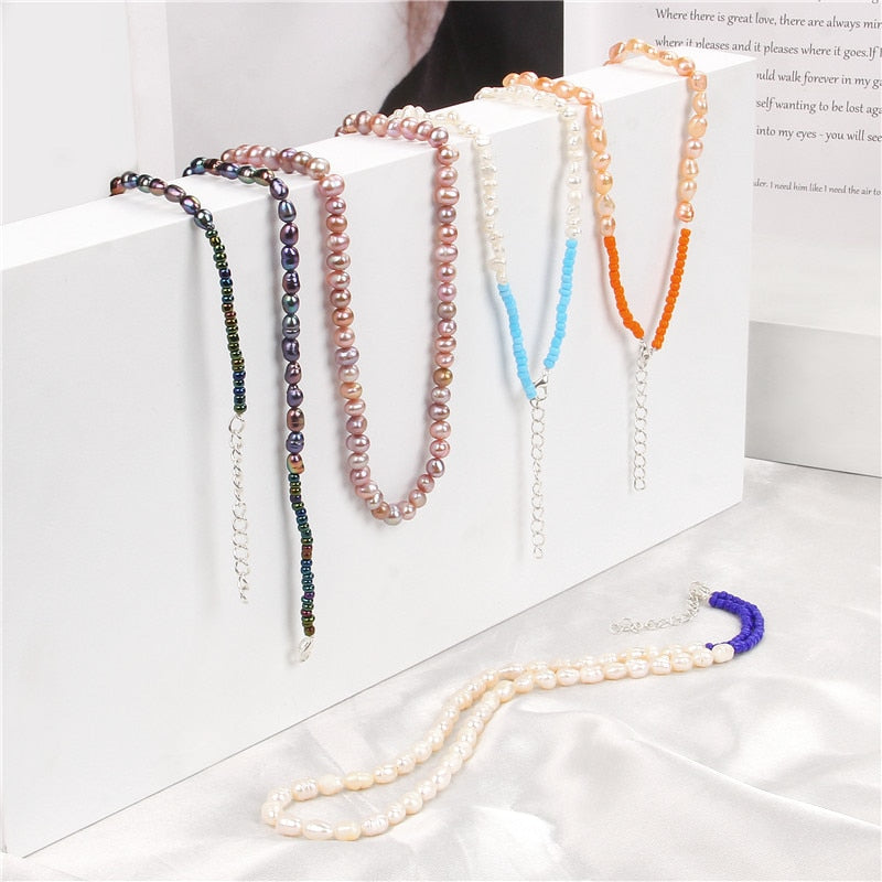 Purple Black Pearl Beaded Elegant Natural Pearl Necklace