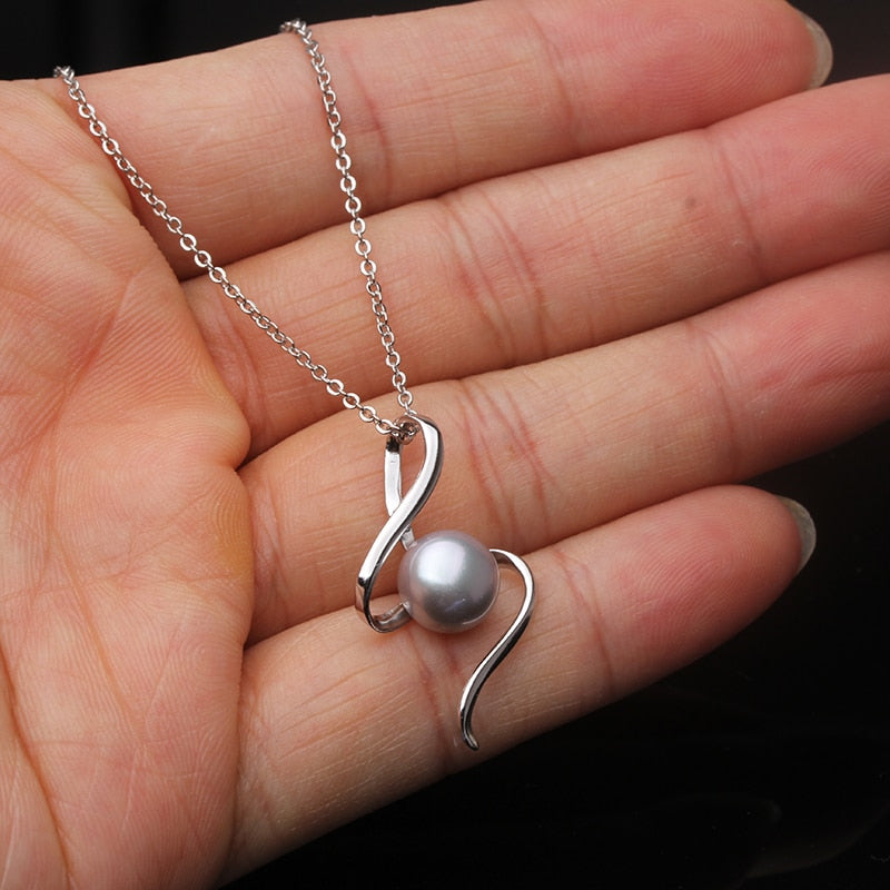 925 Sterling Silver Chain Natural Freshwater Pearl Pendants Fine Jewelry For Women Party Gift