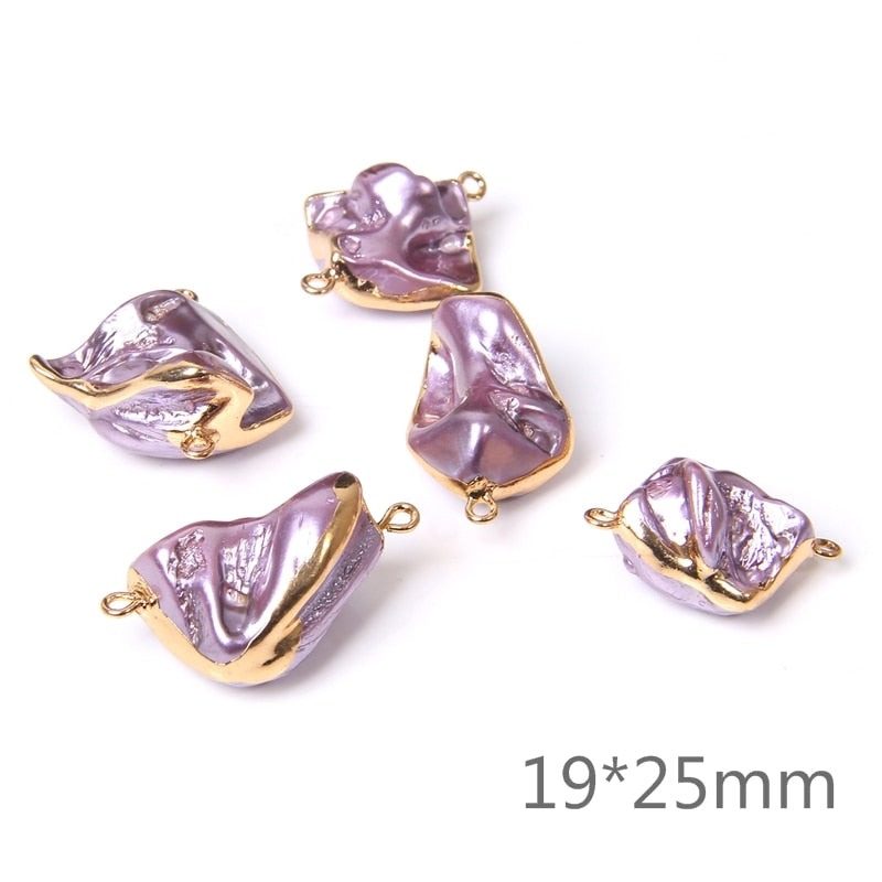 Natural Irregular Shell Pearl Beads Charms Connector (3PCS)