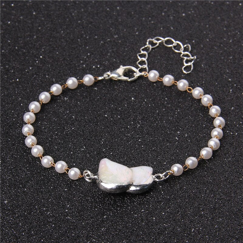 Tree Charm Bangles Adjustable Baroque Pearl Bracelet
