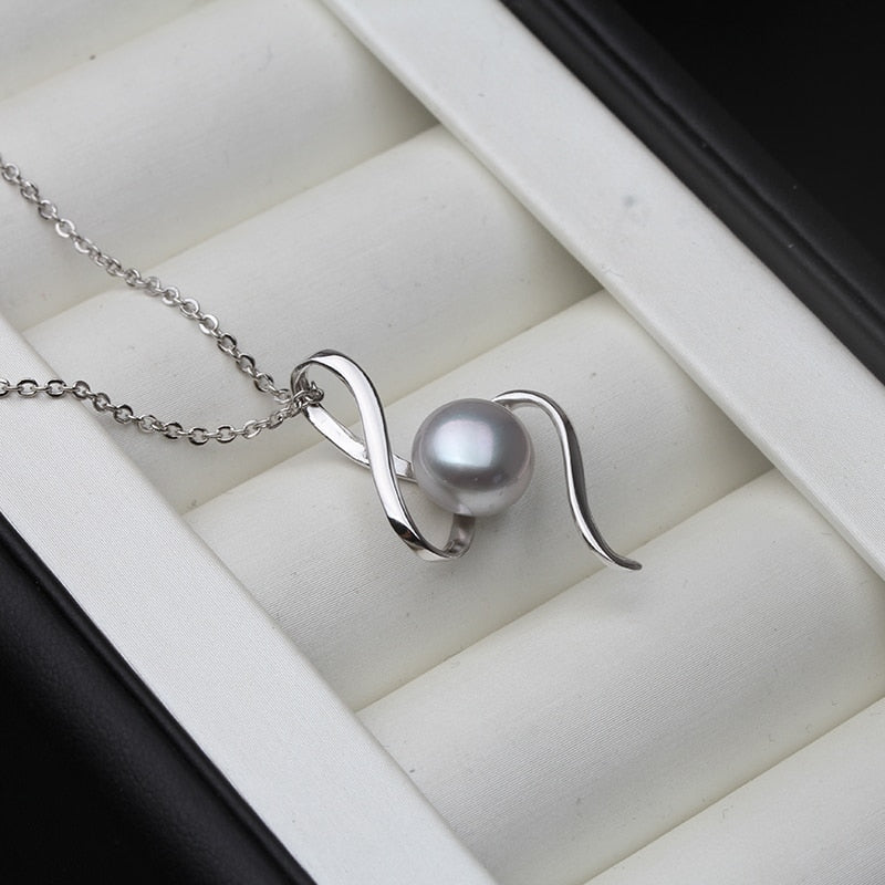 925 Sterling Silver Chain Natural Freshwater Pearl Pendants Fine Jewelry For Women Party Gift