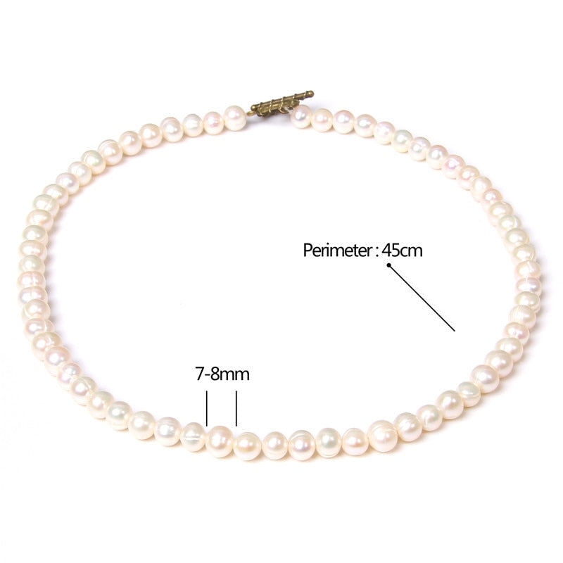 Classic Natural Pearls Necklace Simple Chain