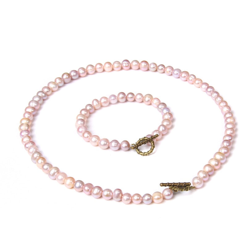 Classic Natural Pearls Necklace Simple Chain