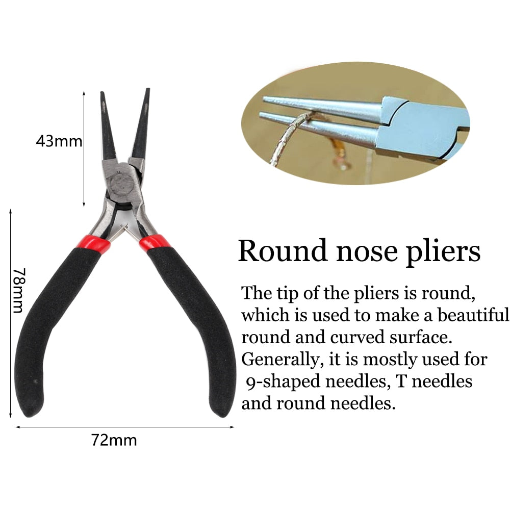 1 Pcs Stainless Steel Needle Nose Pliers Jewelry Making Hand Tool Black 12.5cm