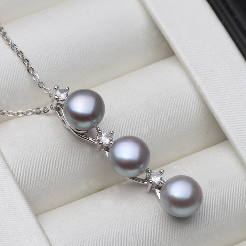 2021 Fashion Freshwater Natural Black Pearl Pendant Women,Wedding White 925 Sterling Silver Necklace Fine Jewelry