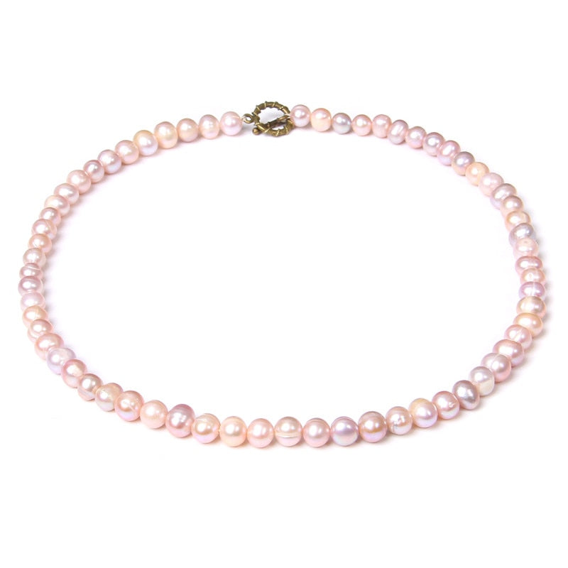 Classic Natural Pearls Necklace Simple Chain
