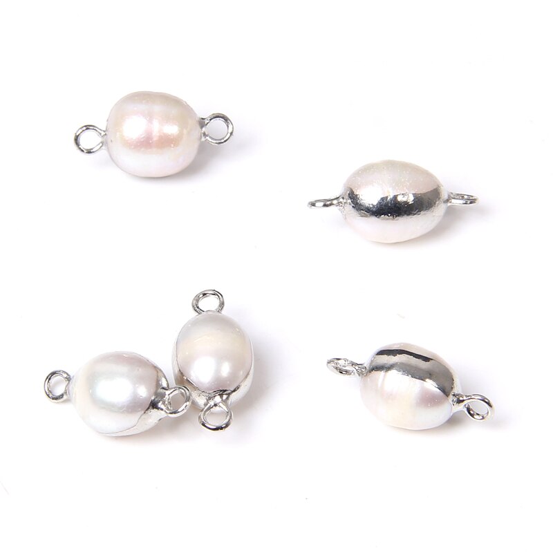 Natural White Oval Pearl Charms Connector (3PCS)