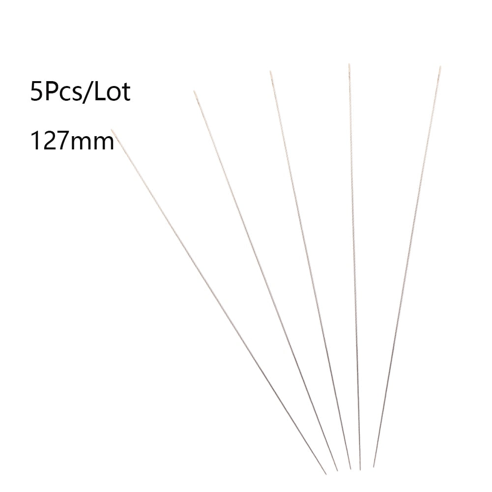 5Pcs Beading Needles Pins Open Curved Stainless Steel Tools For Threading String Cord Easy Jewelry Making
