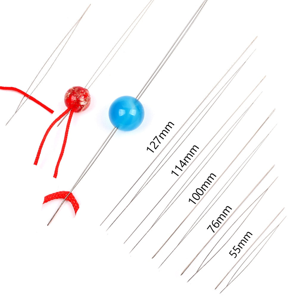 5Pcs Beading Needles Pins Open Curved Stainless Steel Tools For Threading String Cord Easy Jewelry Making