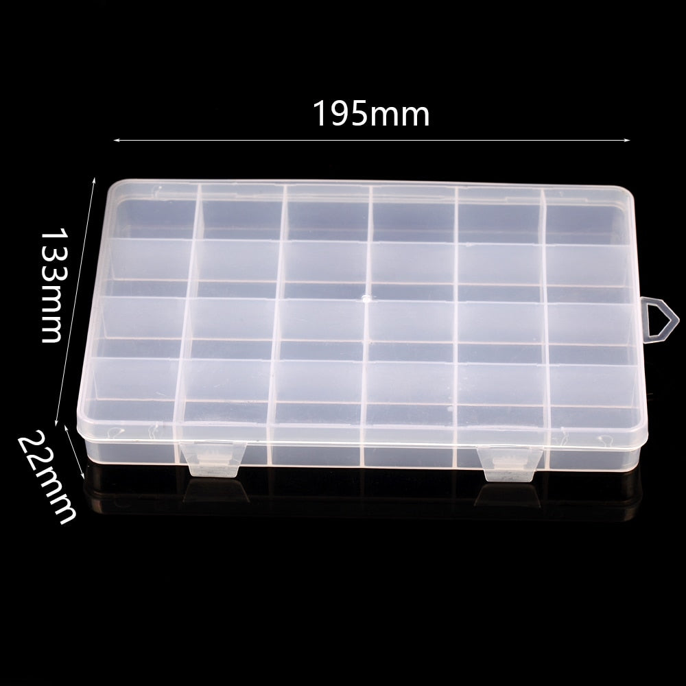 Transparent Plastic Storage Jewelry Box Compartment Adjustable Container For Beads Earring Jewelry Rectangle Case