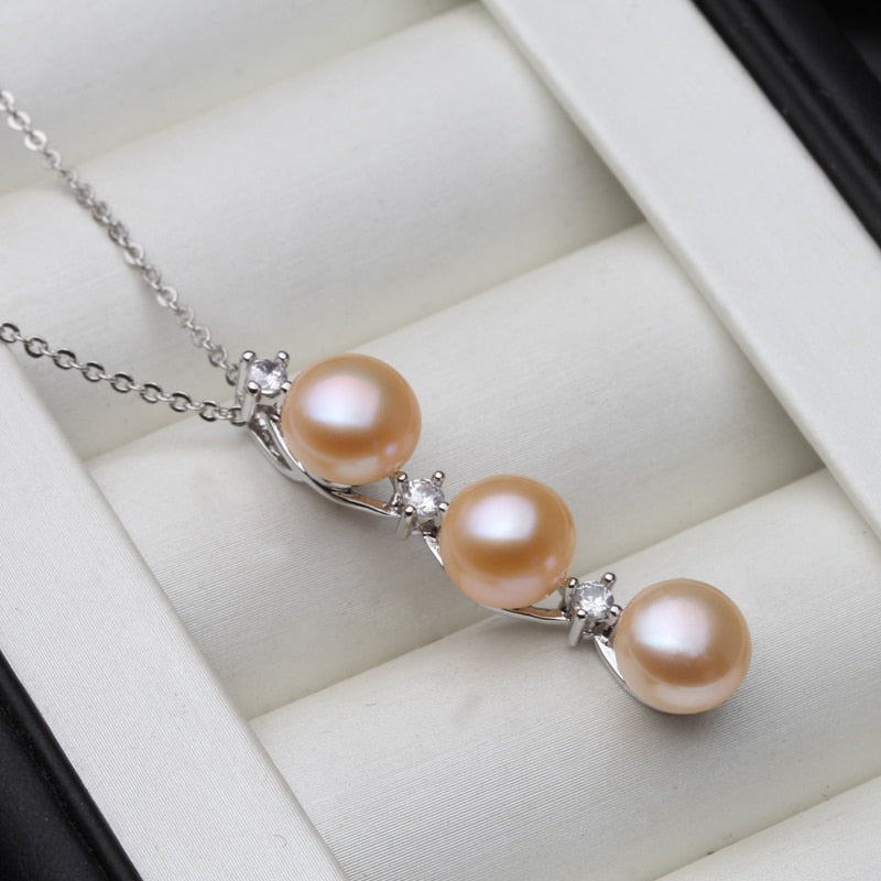 2021 Fashion Freshwater Natural Black Pearl Pendant Women,Wedding White 925 Sterling Silver Necklace Fine Jewelry