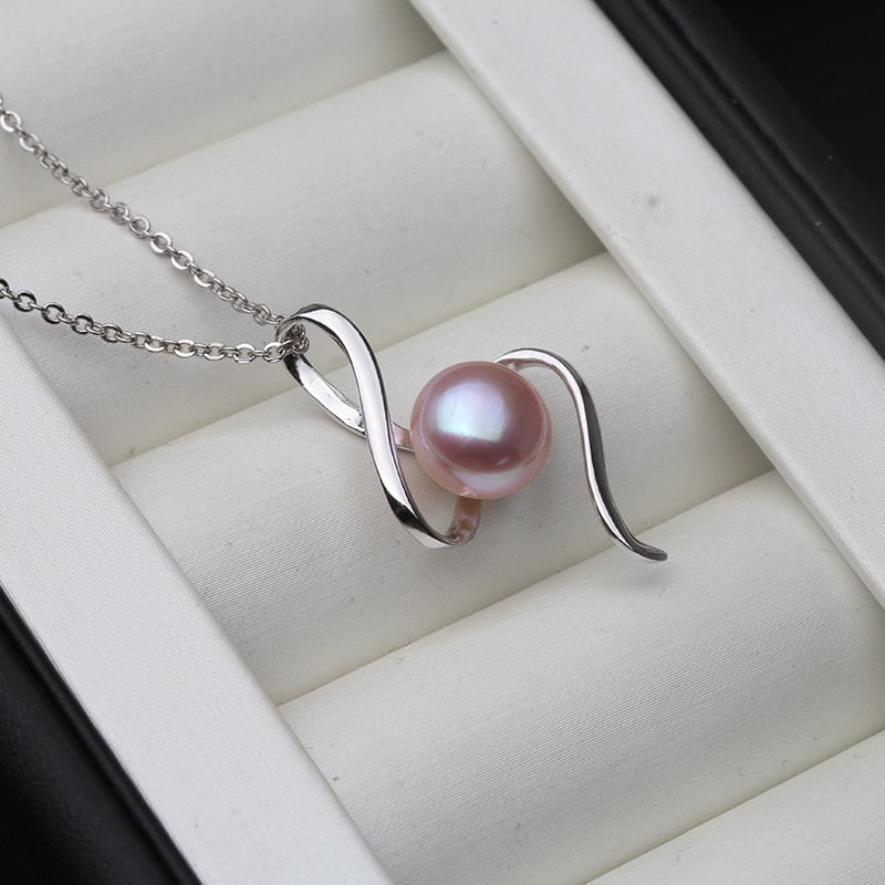 925 Sterling Silver Chain Natural Freshwater Pearl Pendants Fine Jewelry For Women Party Gift