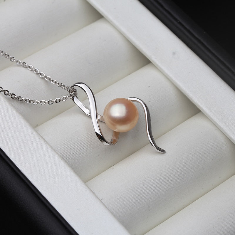 925 Sterling Silver Chain Natural Freshwater Pearl Pendants Fine Jewelry For Women Party Gift