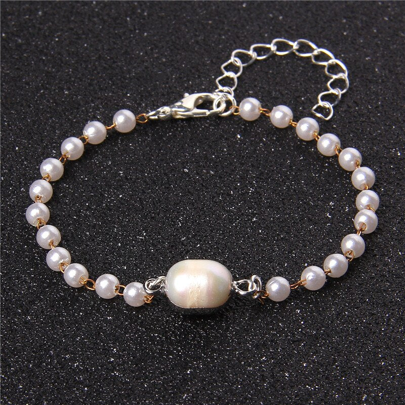 Tree Charm Bangles Adjustable Baroque Pearl Bracelet
