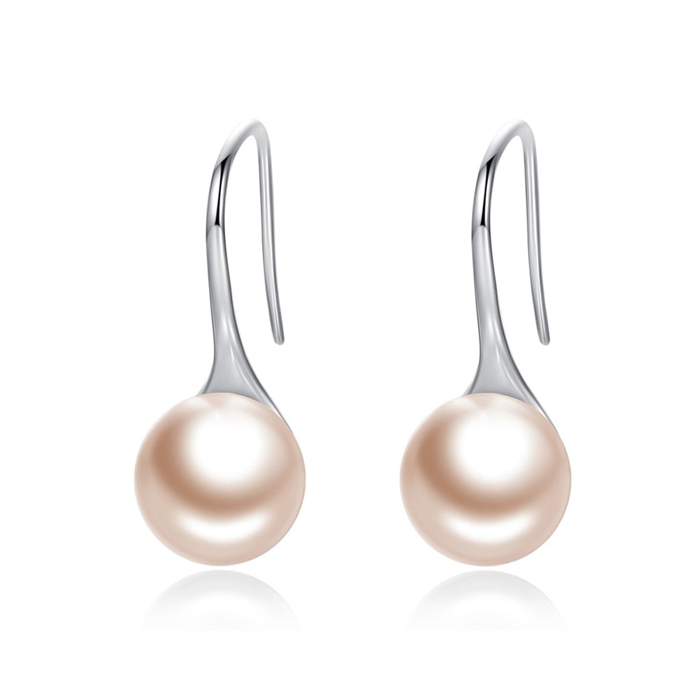 Elegant Pink Simulated Pearl Drop Earrings