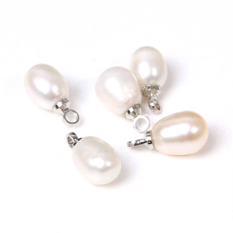Natural Water Drop White Pearl Pendant Charms (6*7mm 10PCS)