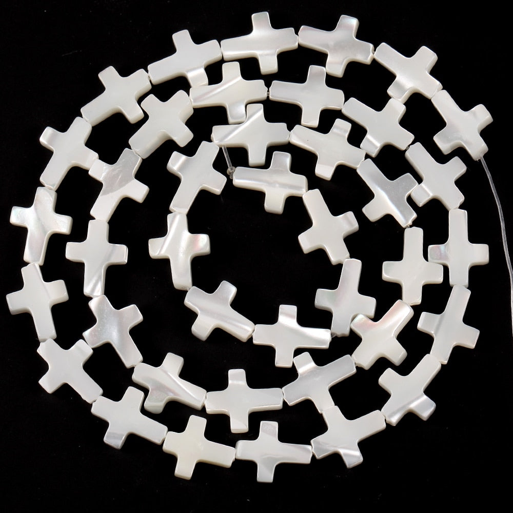 Natural White Cross Shell Mother Of Pearl Loose Spacer Beads For