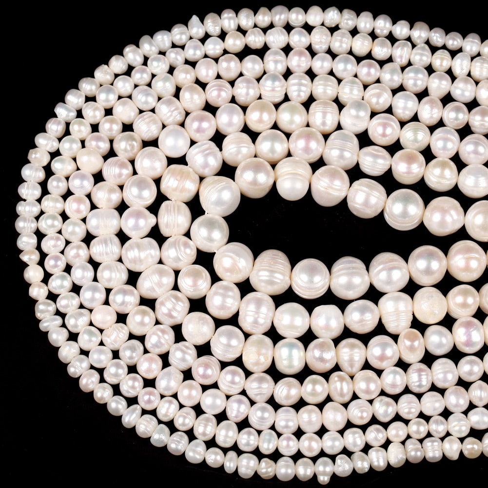 Natural Oval Shape Freshwater Pearls Beads