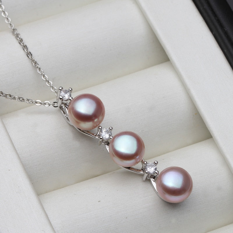 2021 Fashion Freshwater Natural Black Pearl Pendant Women,Wedding White 925 Sterling Silver Necklace Fine Jewelry