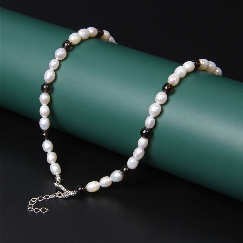 Gemstone Quartzs Natural White Pearl Beaded Necklace
