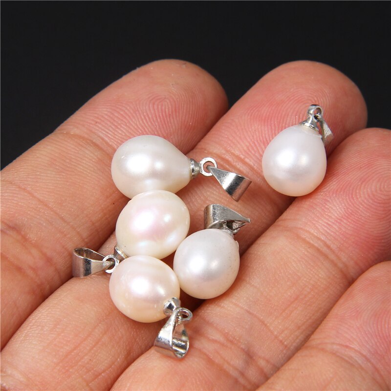Natural Water Drop Pearls Pendants with Clasp Charm (8*9m 10PCS)