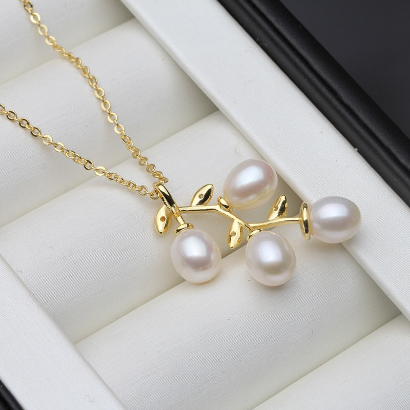 Wedding Gold Plated Peaerl Pendants Fine Jewelry For Women Natural Freshwater Pearl Necklaces White Purple