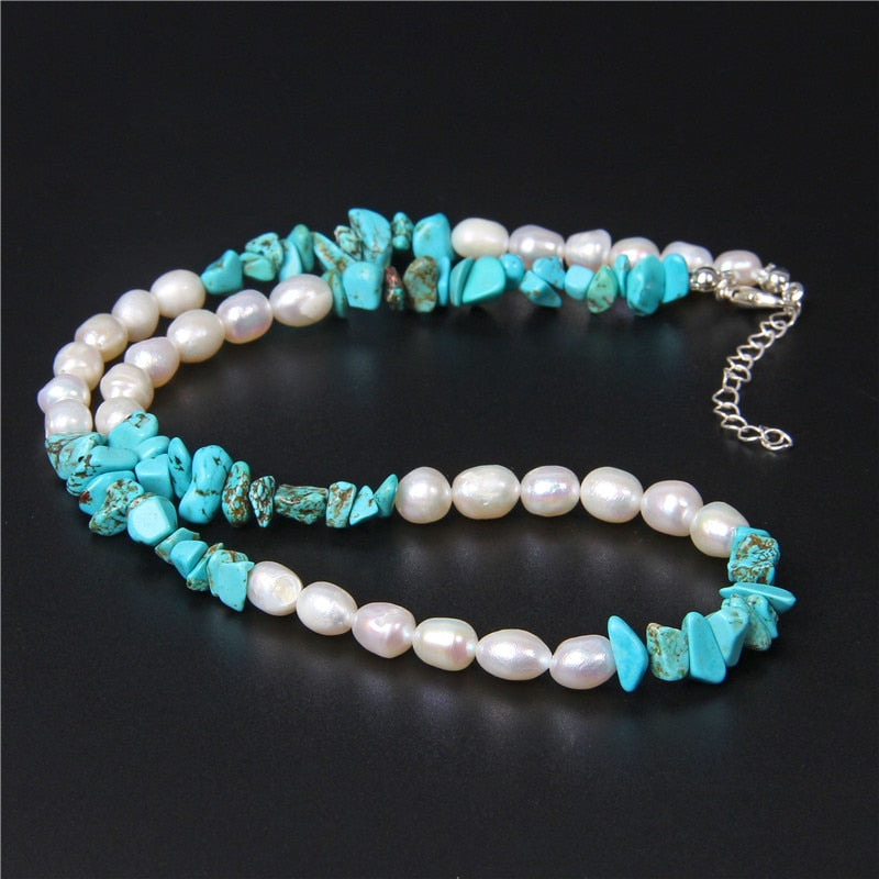 Amethysts &amp; Red Coral Turquoises Natural Pearls Necklace