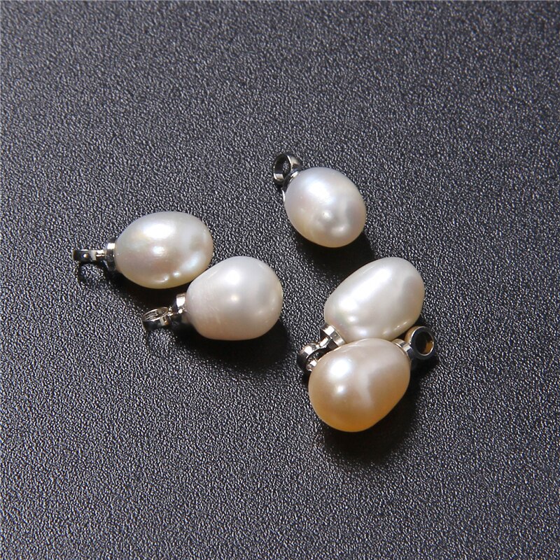 Natural Water Drop White Pearl Pendant Charms (6*7mm 10PCS)