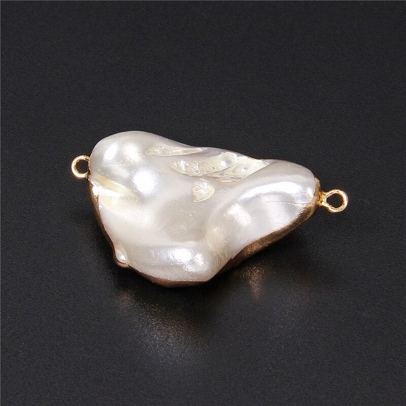 Natural Irregular Shell Pearl Beads Charms Connector (3PCS)