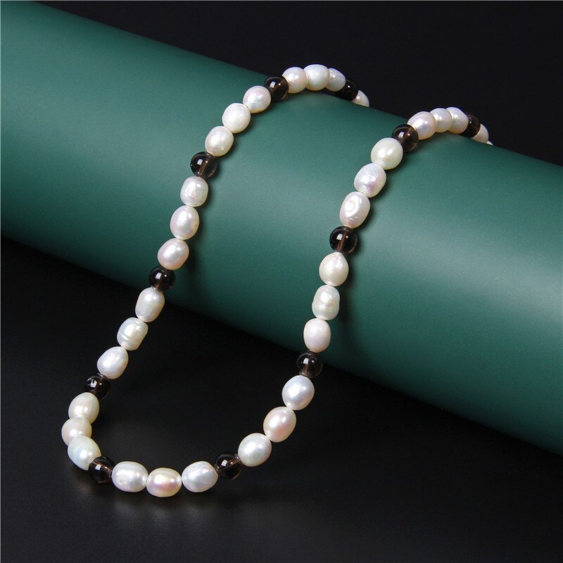 Gemstone Quartzs Natural White Pearl Beaded Necklace