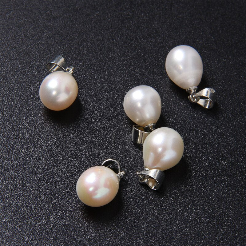 Natural Water Drop Pearls Pendants with Clasp Charm (8*9m 10PCS)