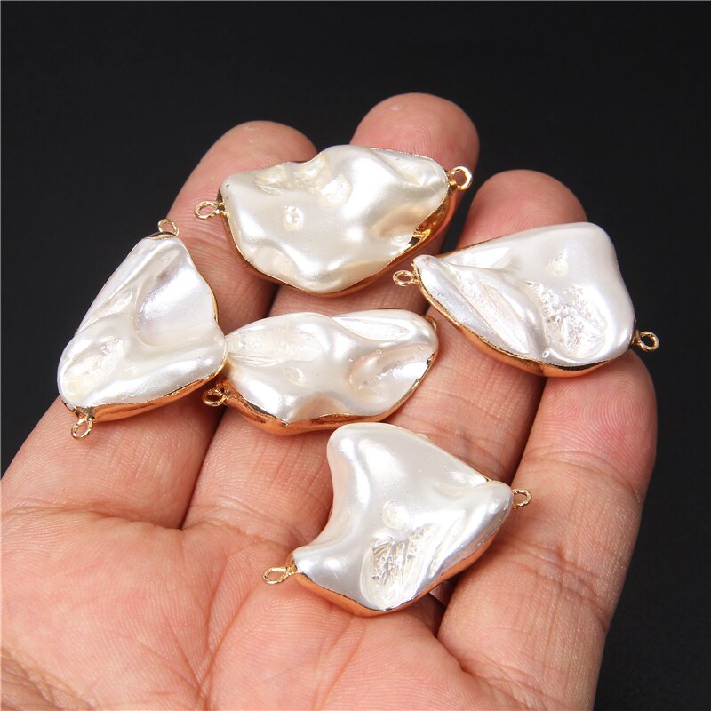 Natural Irregular Shell Pearl Beads Charms Connector (3PCS)