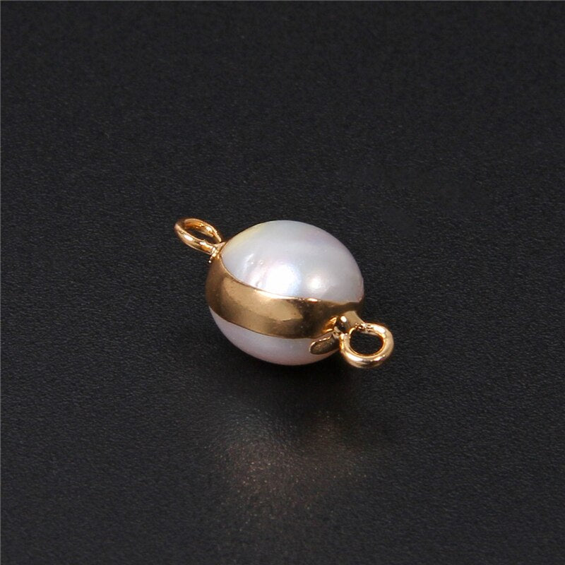 Natural White Oval Pearl Charms Connector (3PCS)