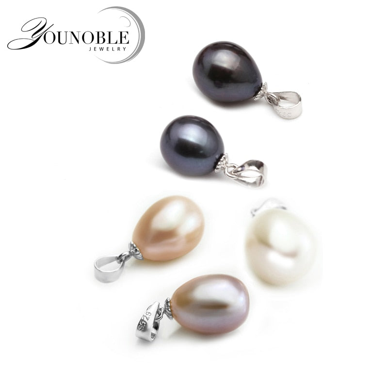 Freshwater Pearl Pendant 925 silver,9-10mm real natural pearl jewelry wholesale