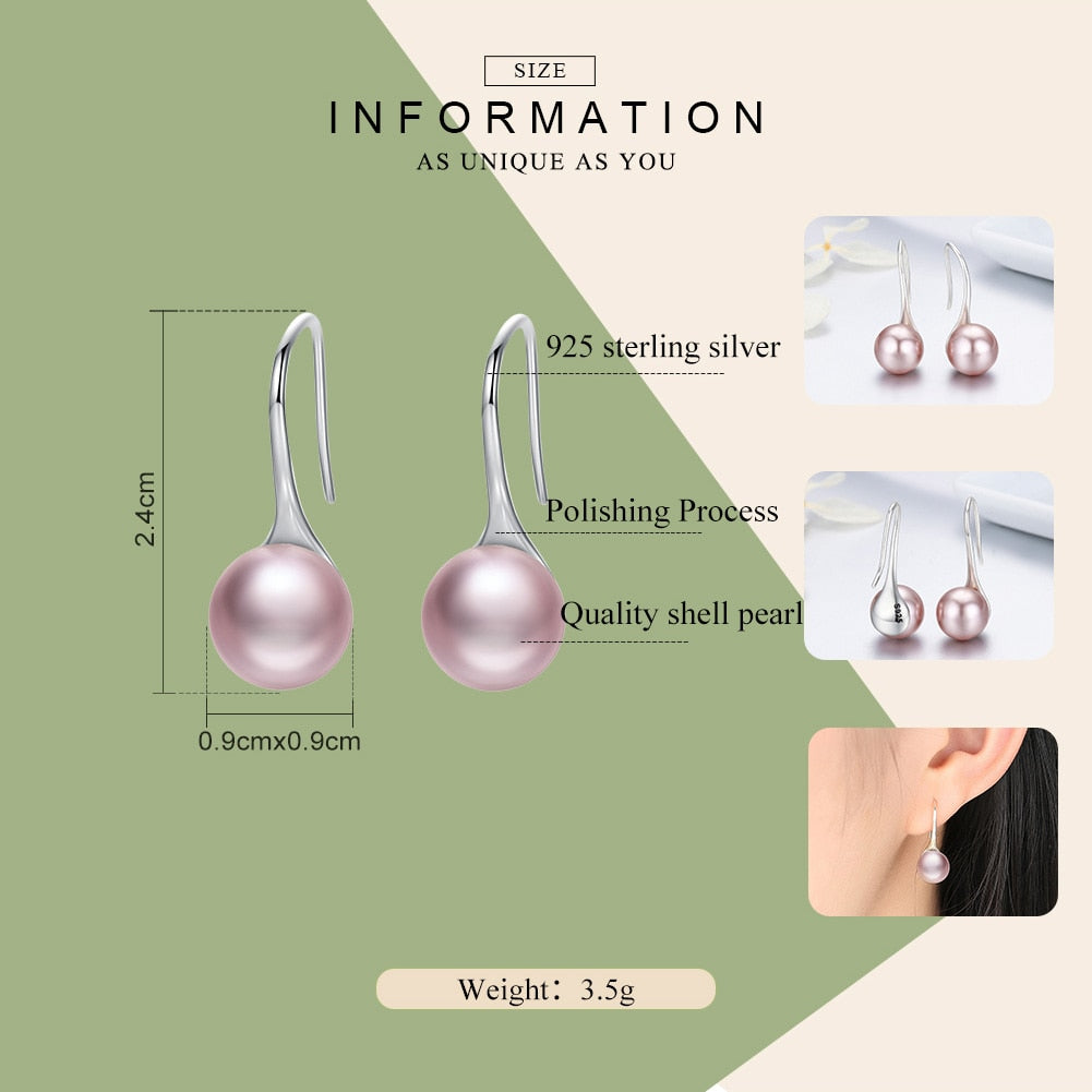 Elegant Pink Simulated Pearl Drop Earrings