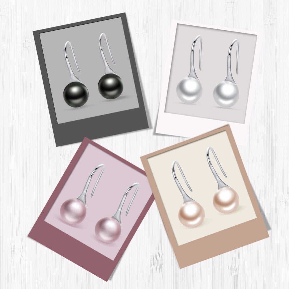 Elegant Pink Simulated Pearl Drop Earrings