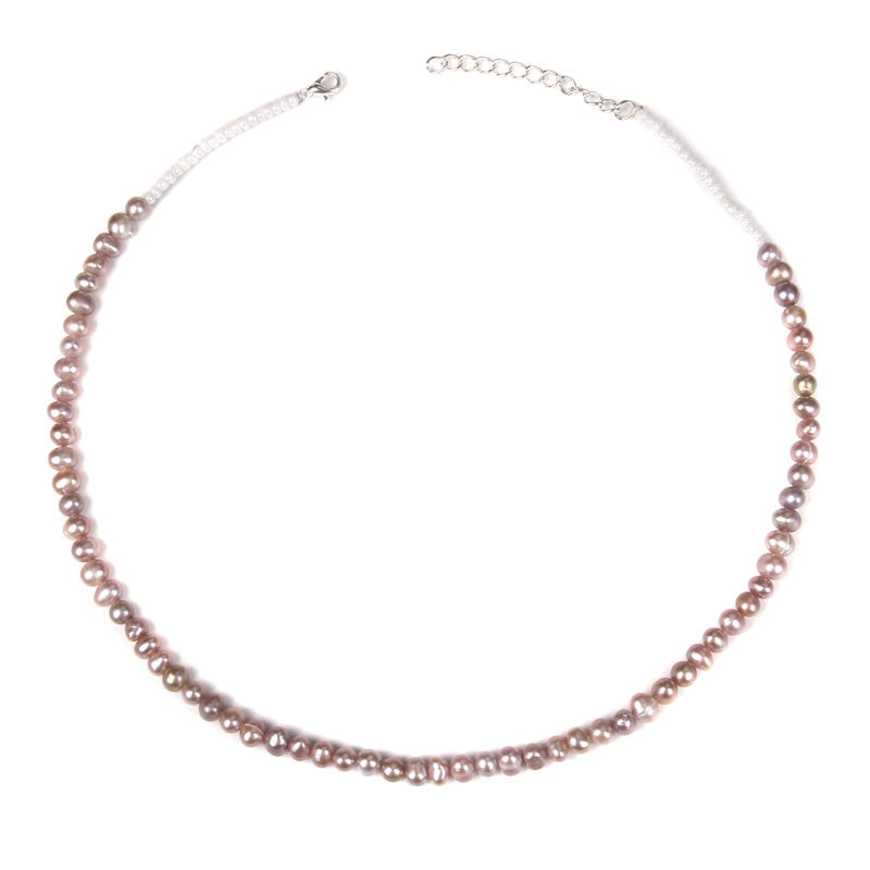 Purple Black Pearl Beaded Elegant Natural Pearl Necklace