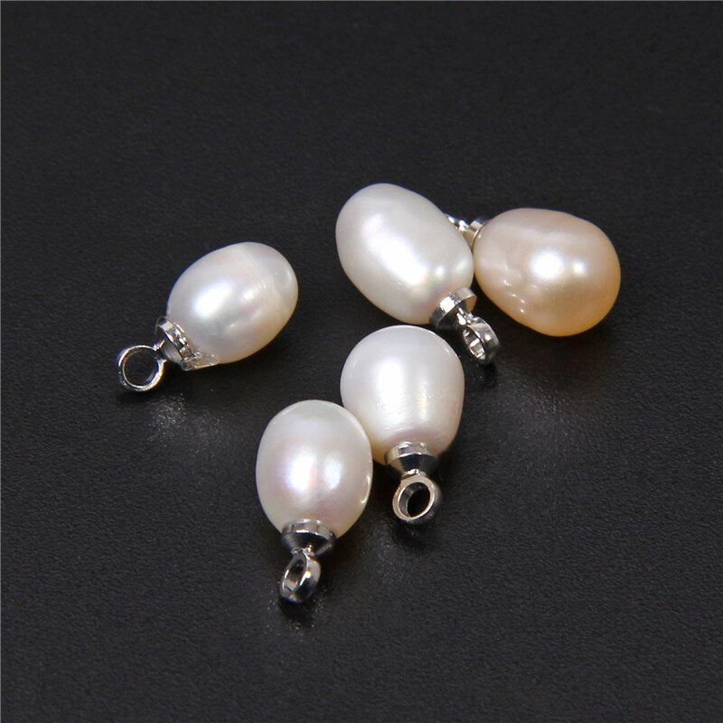 Natural Water Drop White Pearl Pendant Charms (6*7mm 10PCS)