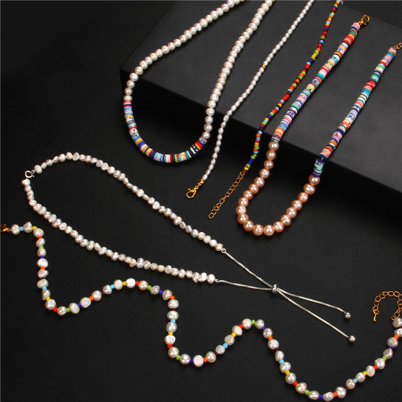 Colour Boho Fashion Natural Pearl Necklace