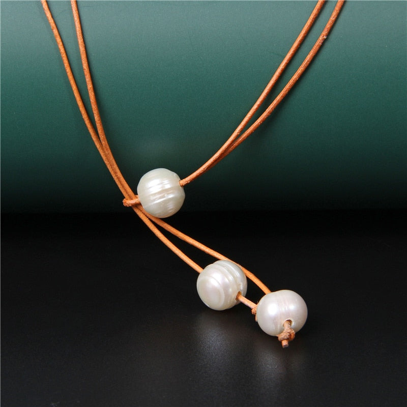 New Boho Ethnic Natural Pearl Rope Necklace