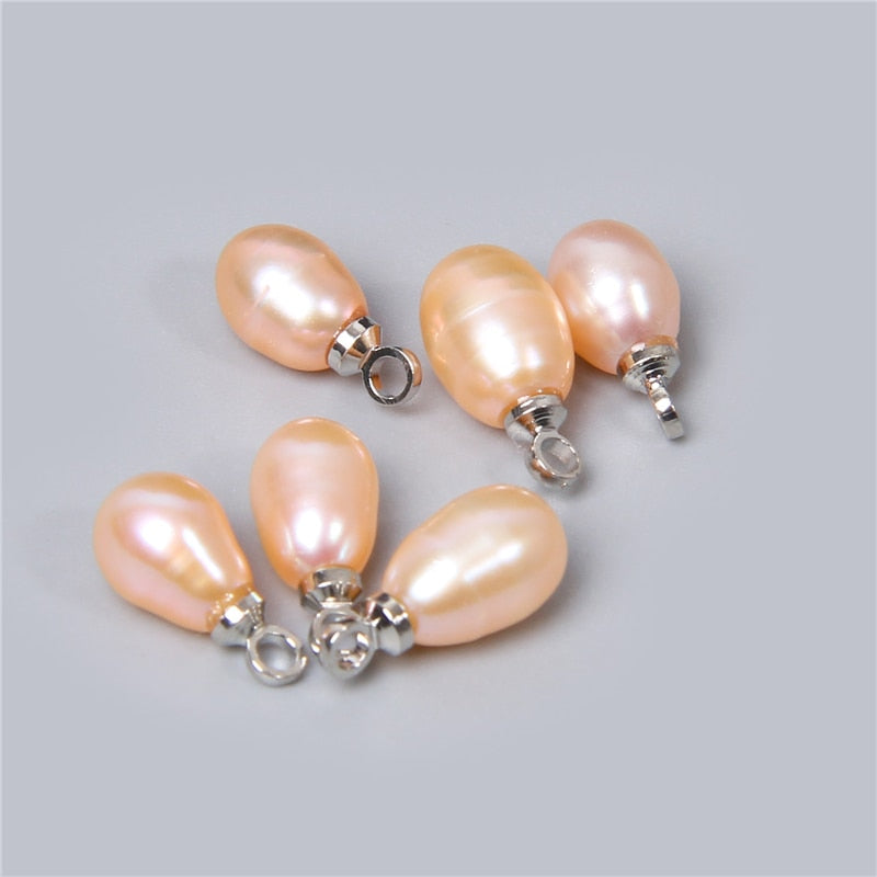 Natural Water Drop White Pearl Pendant Charms (6*7mm 10PCS)