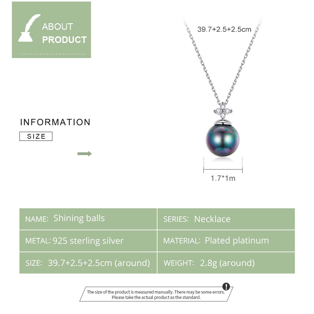 WOSTU 925 Sterling Silver Necklace Elegant Pearl Ball Long Chain Link Necklace For Women Fashion Jewelry CTN226