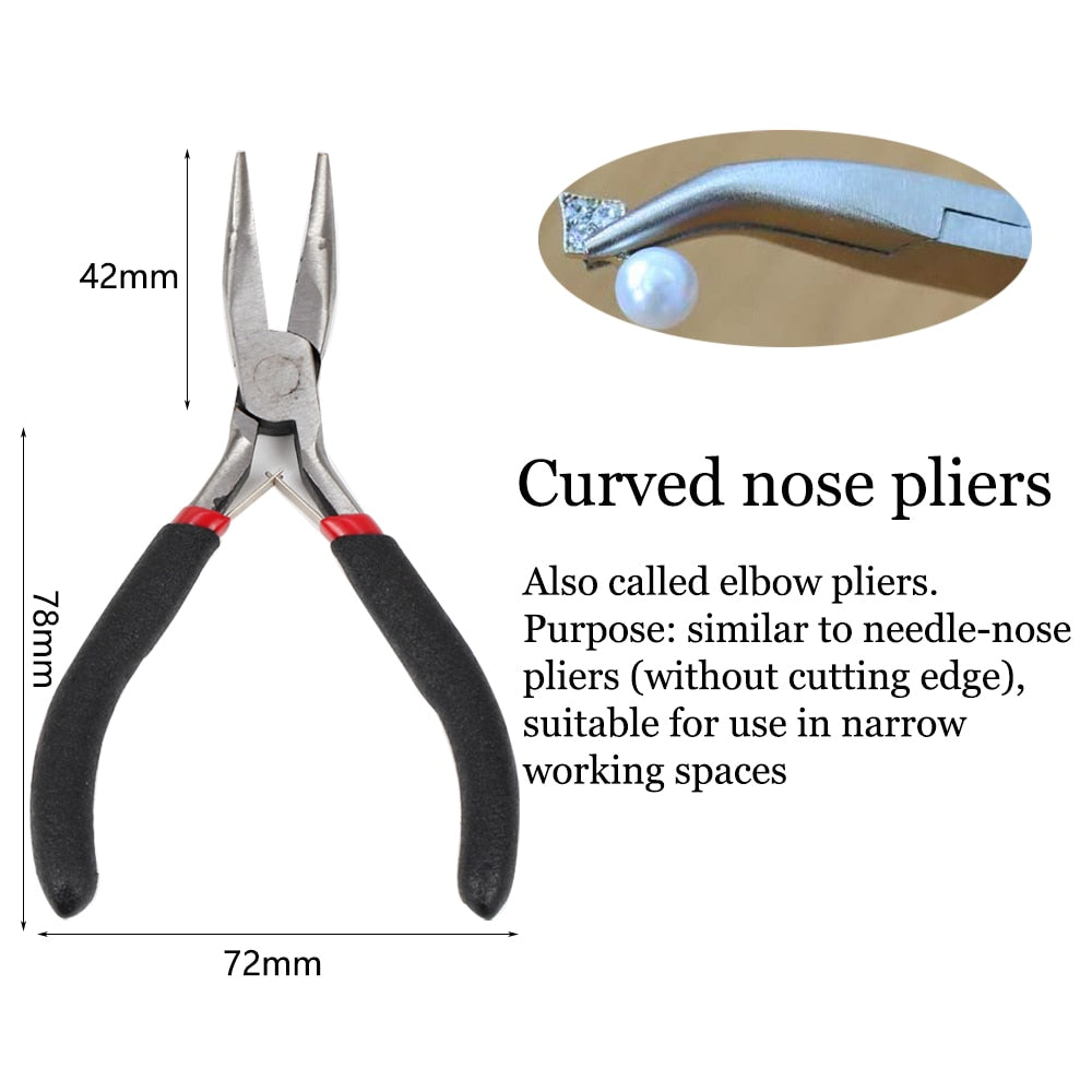1 Pcs Stainless Steel Needle Nose Pliers Jewelry Making Hand Tool Black 12.5cm