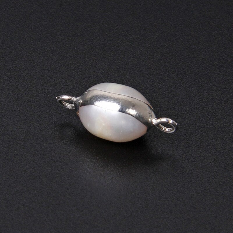 Natural White Oval Pearl Charms Connector (3PCS)