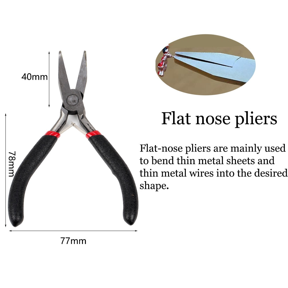 1 Pcs Stainless Steel Needle Nose Pliers Jewelry Making Hand Tool Black 12.5cm